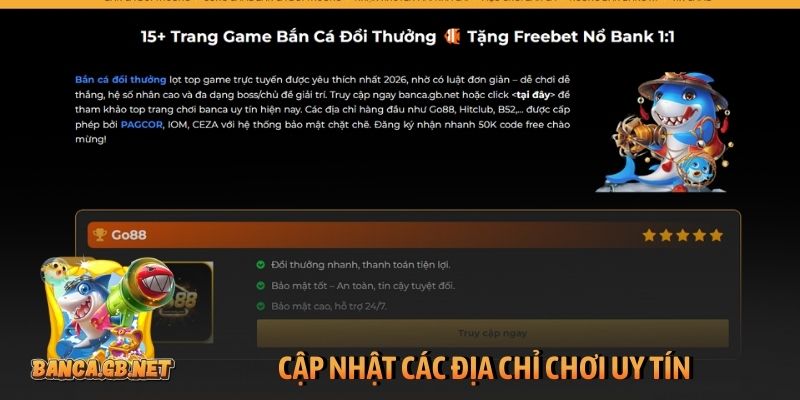 Cập nhật các địa chỉ chơi uy tín
