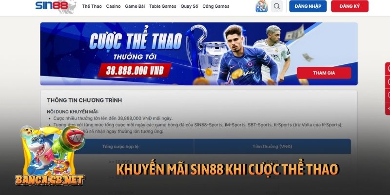 Khuyến mãi Sin88 - Những chương trình chất lượng, có giá trị 1 Khuyến mãi Sin88 khi cược thể thao