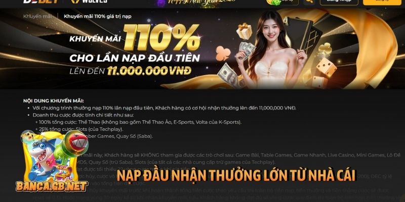 Khuyến mãi Debet độc đáo và chất lừ cho người chơi 3 Nạp đầu nhận thưởng lớn từ nhà cái